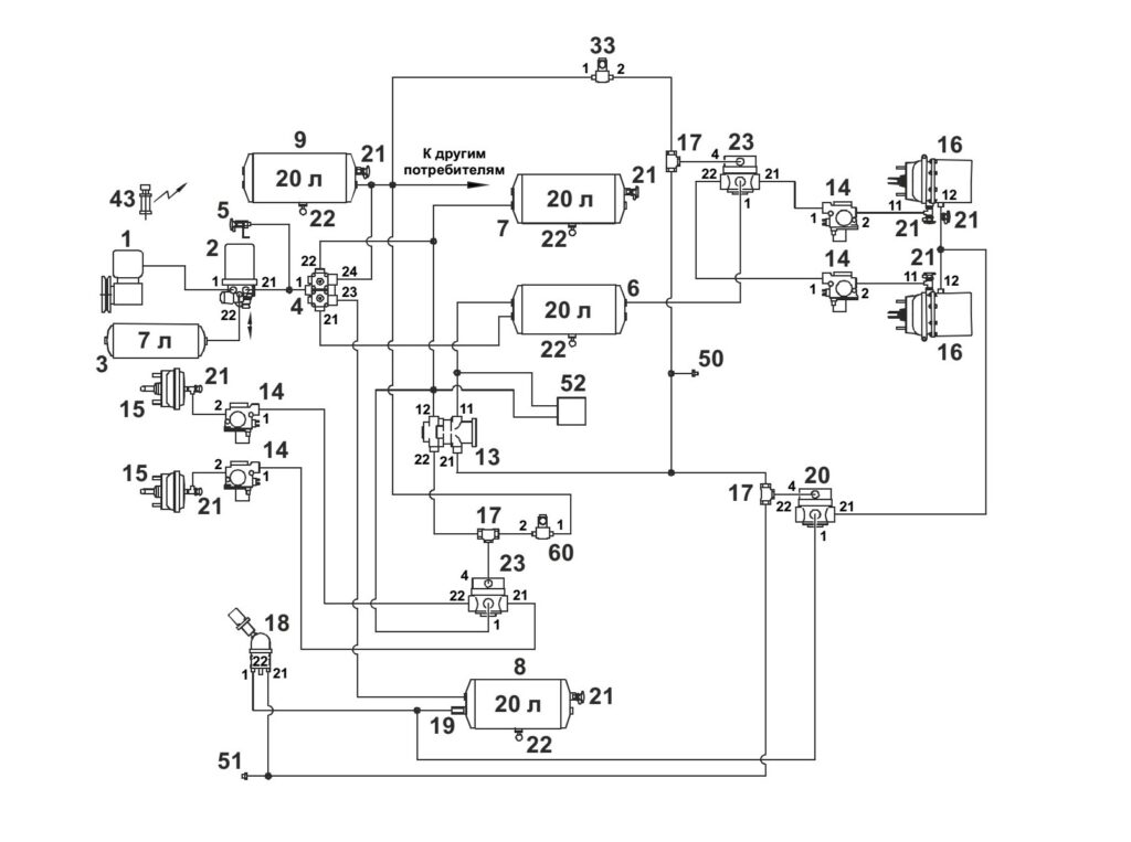 Воздушная система маз 5440 схема
