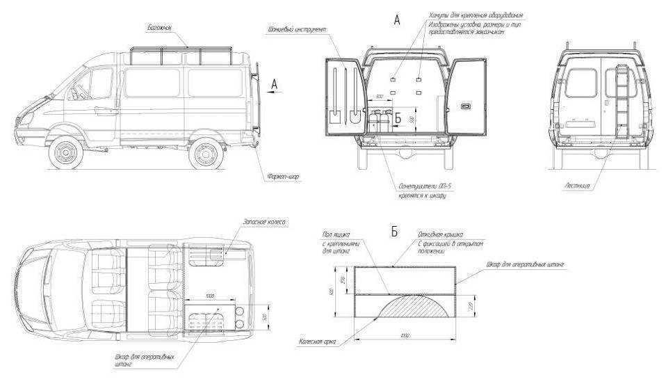 Газель цельнометаллическая чертеж