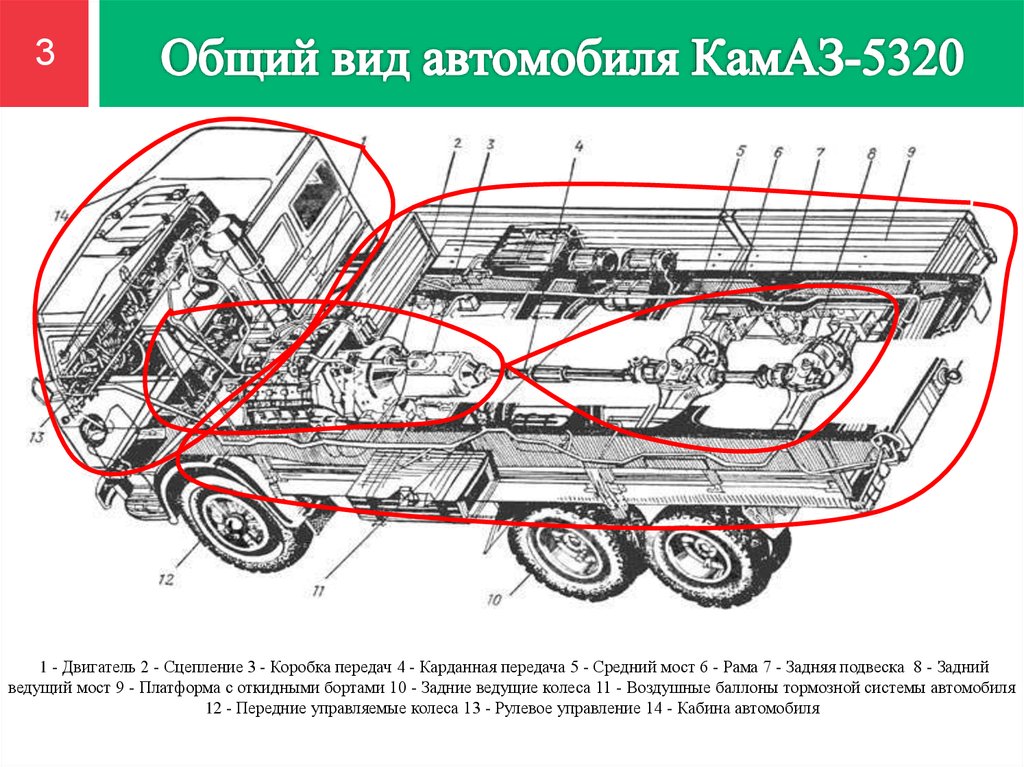 Схема шасси автомобиля