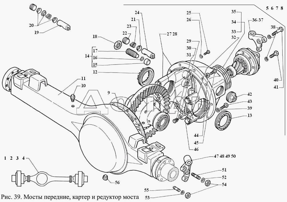 Схема переднего моста газель 4х4 с названиями