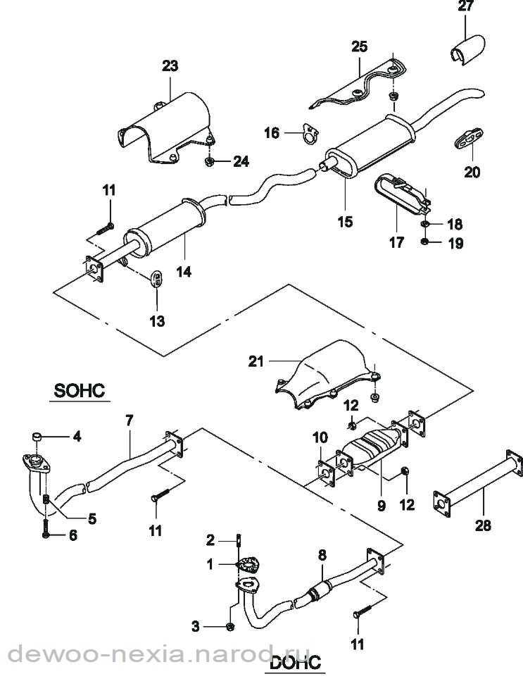 Выхлопная система ланос схема