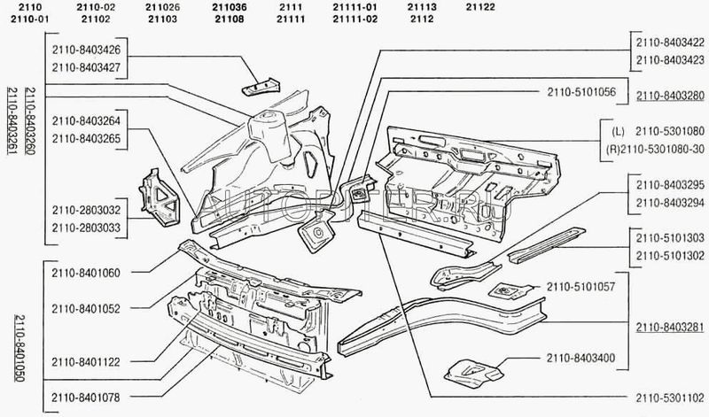 Схема кузова ваз 2110