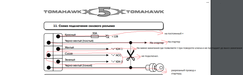 Схема подключения сигнализации томагавк