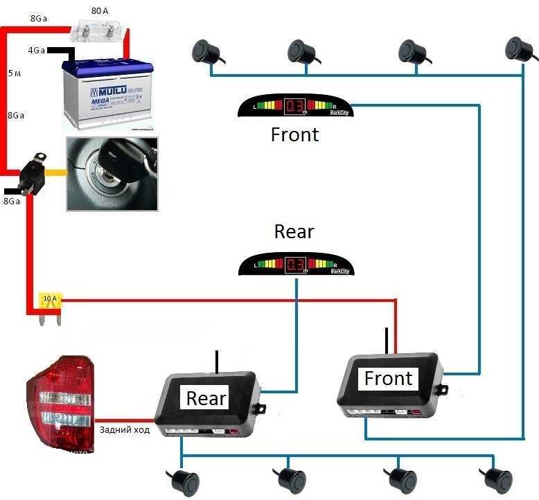 Подключение задних парктроников