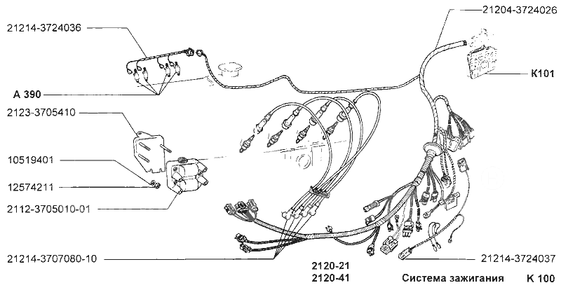 Нива 21214 схема зажигания