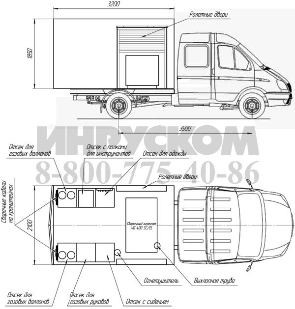 Газель 33023 размеры кузова