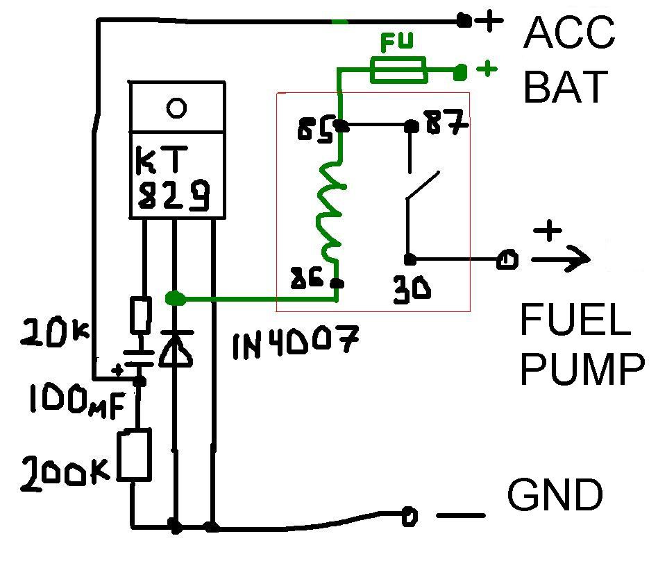 Схема подключения реле бензонасоса