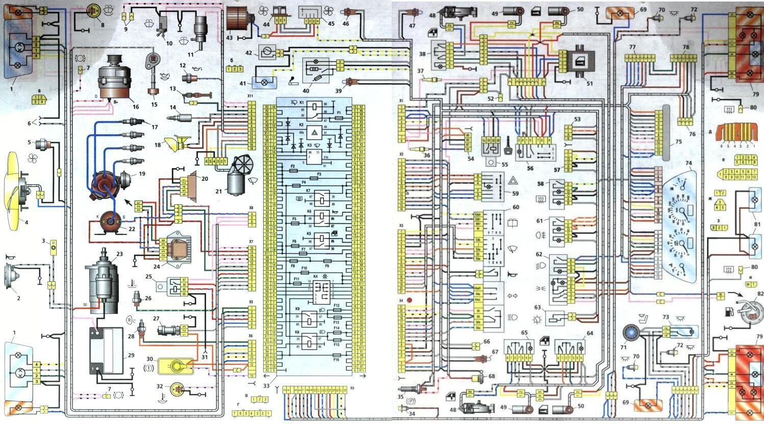 Цветная схема электропроводки ваз 2114 инжектор