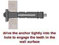 drawing demonstrating installation of an expansion anchor in a hollow wall