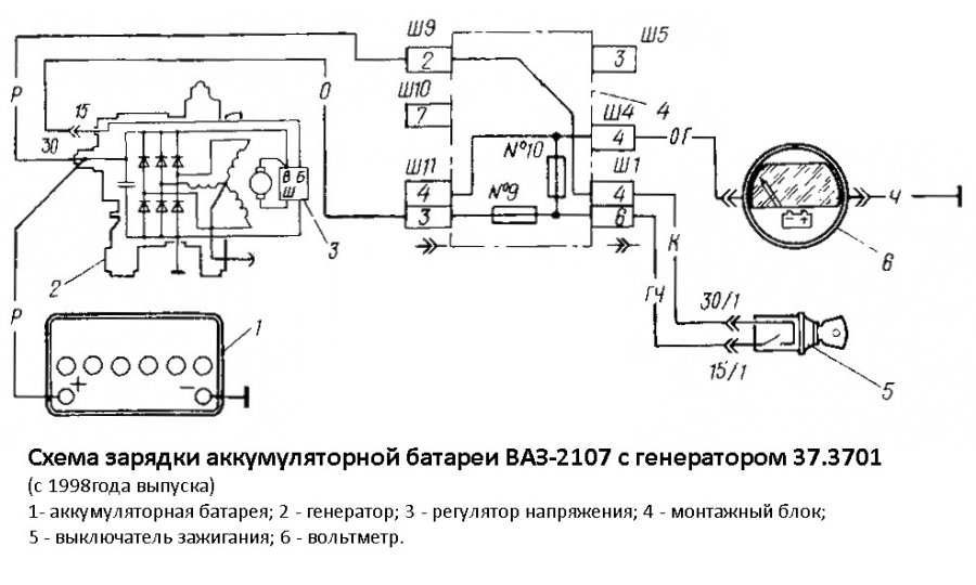 Схема зарядки генератора