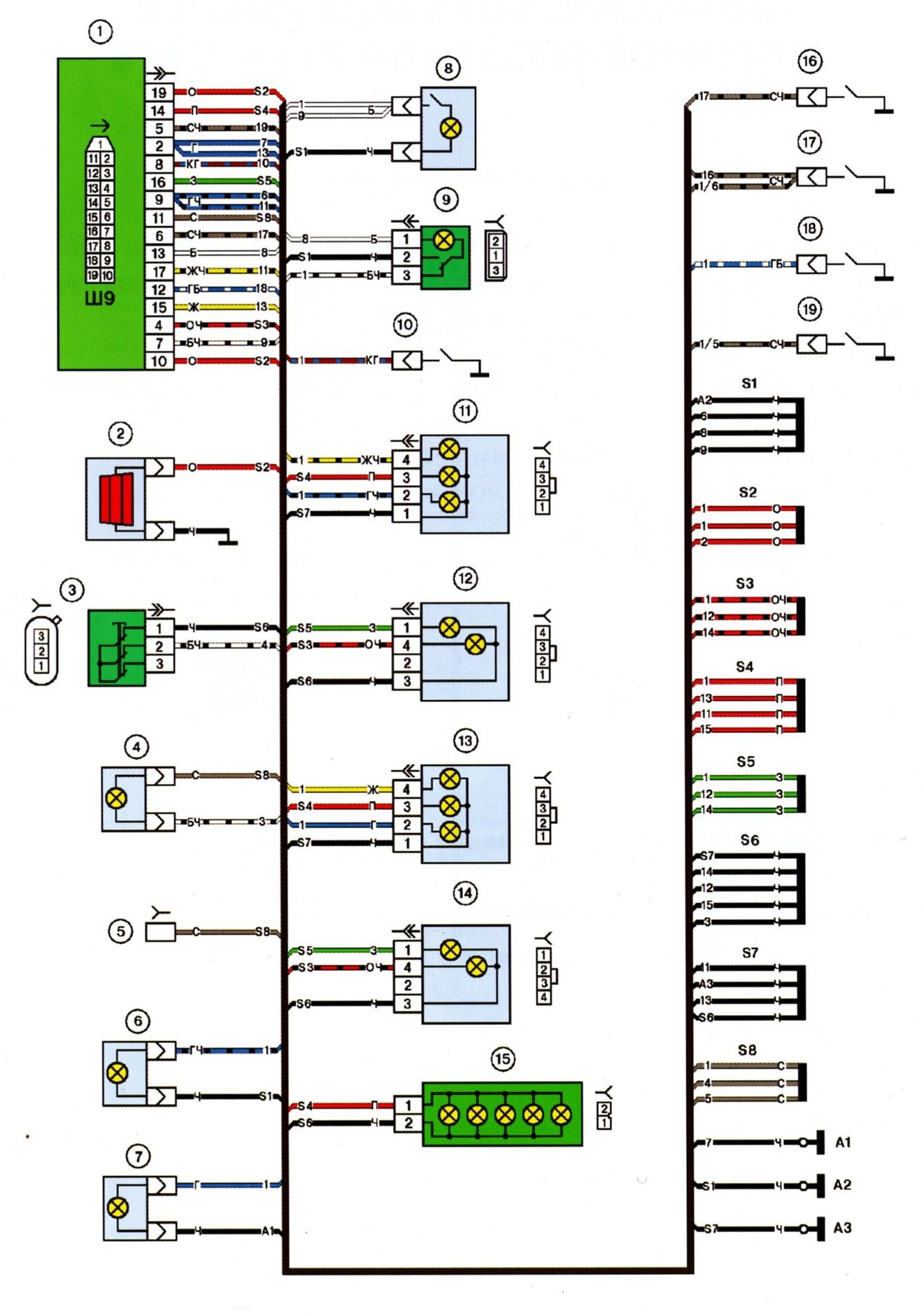 Схема ваз 2115. Схема электропроводки ВАЗ 2115. Схема электропроводки ВАЗ 2115 инжектор. Распиновка колодки задних фонарей ВАЗ 2115. Задний жгут проводов ВАЗ 2115.