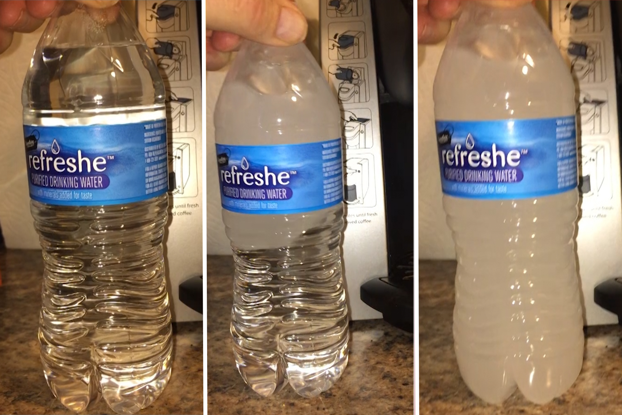 Замерзающая вода в бутылке