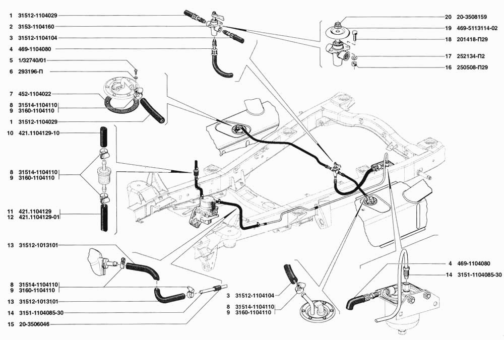 Уаз буханка топливная система схема